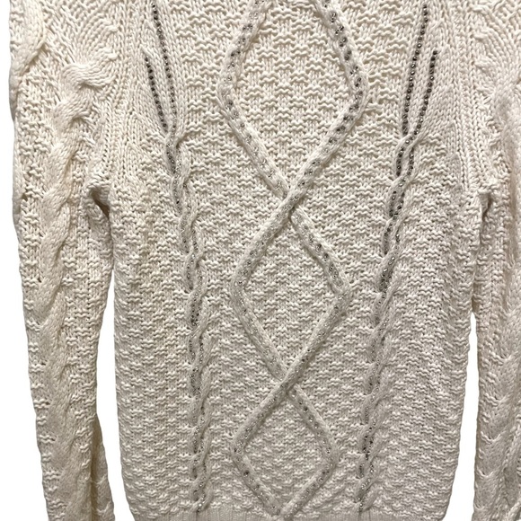 J. Crew Ivory Beaded Cable Knit
Sweater Merino Wool Blend
Woman's - Picture 3 of 5